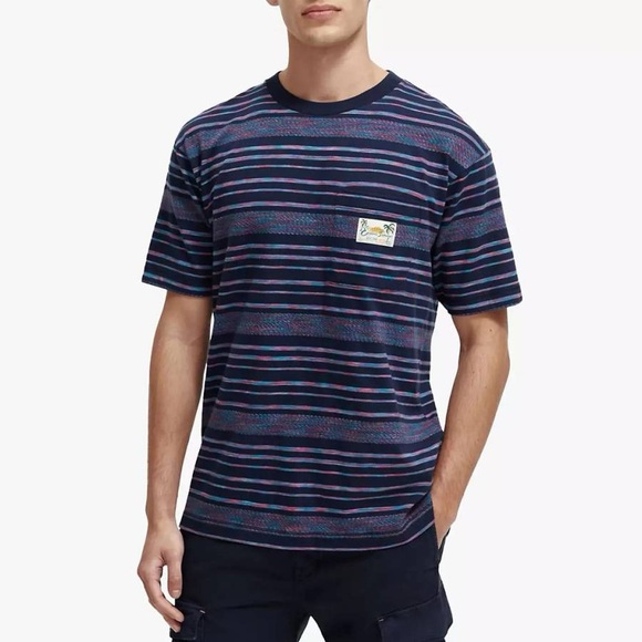 Scotch & Soda Structured Stripe Tee, Size M New w/Tag - Picture 1 of 10